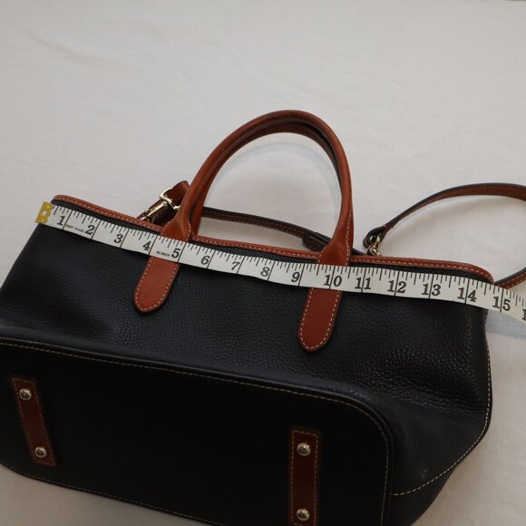 Dooney & Bourke Brielle Tote Bag Pebbled Leather Black Brown Trim Red Interior - Picture 8 of 11